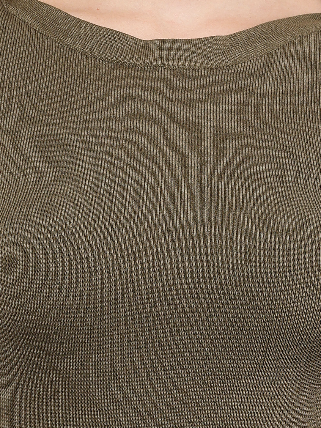 Viscose Full Sleeve with Round Neck Dark Green Sweater