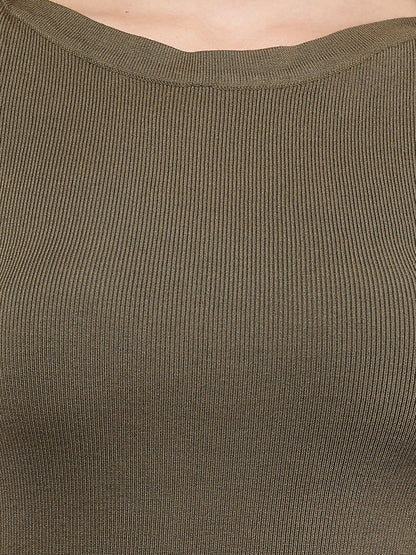 Viscose Full Sleeve with Round Neck Dark Green Sweater