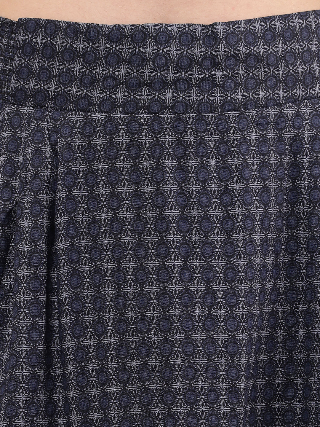 Viscose Elastic waist Casual Dark Blue Printed A-Line Skirt