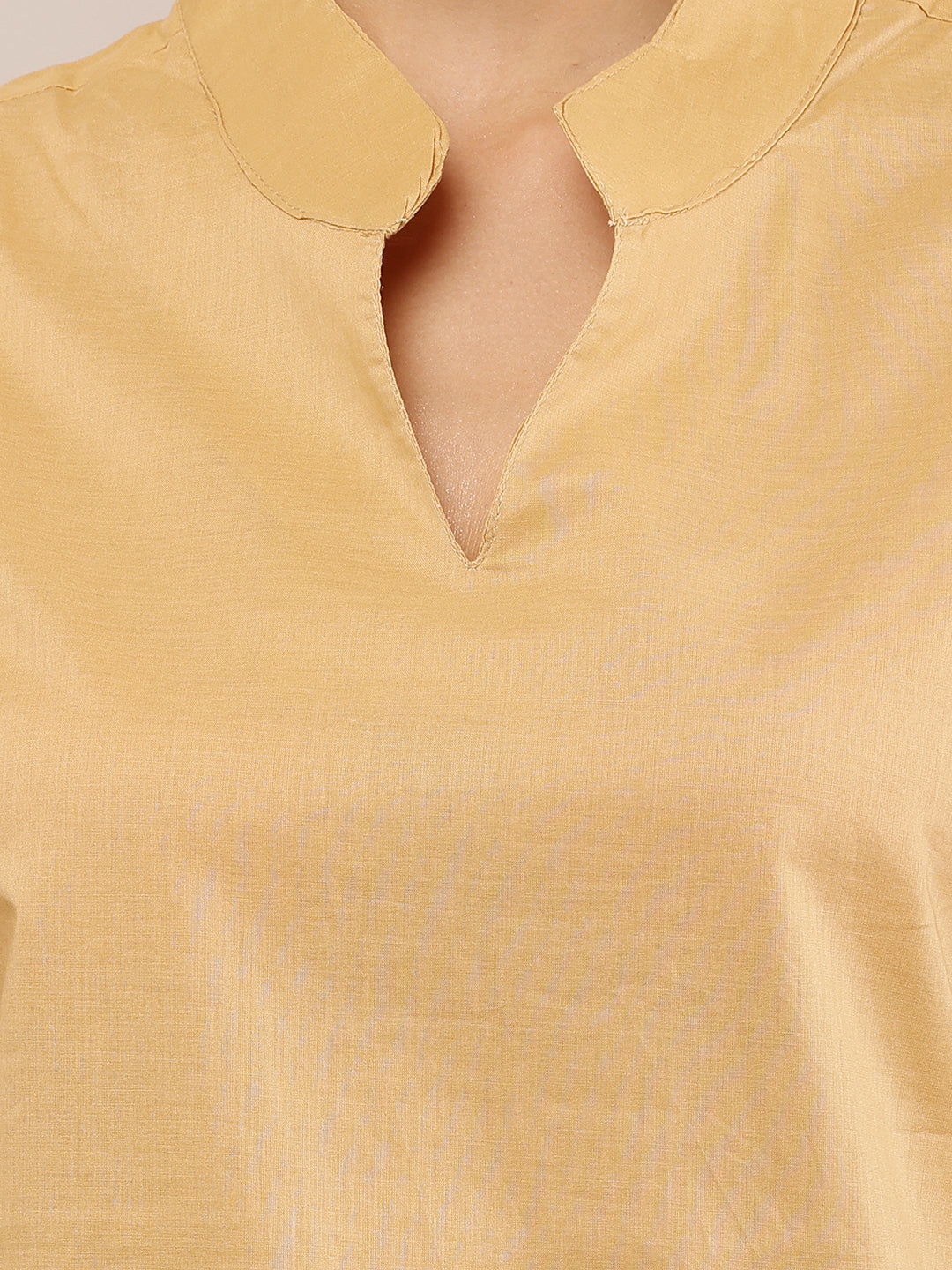 Viscose V-Neck with 3/4th Sleeve Khaki Straight Kurta
