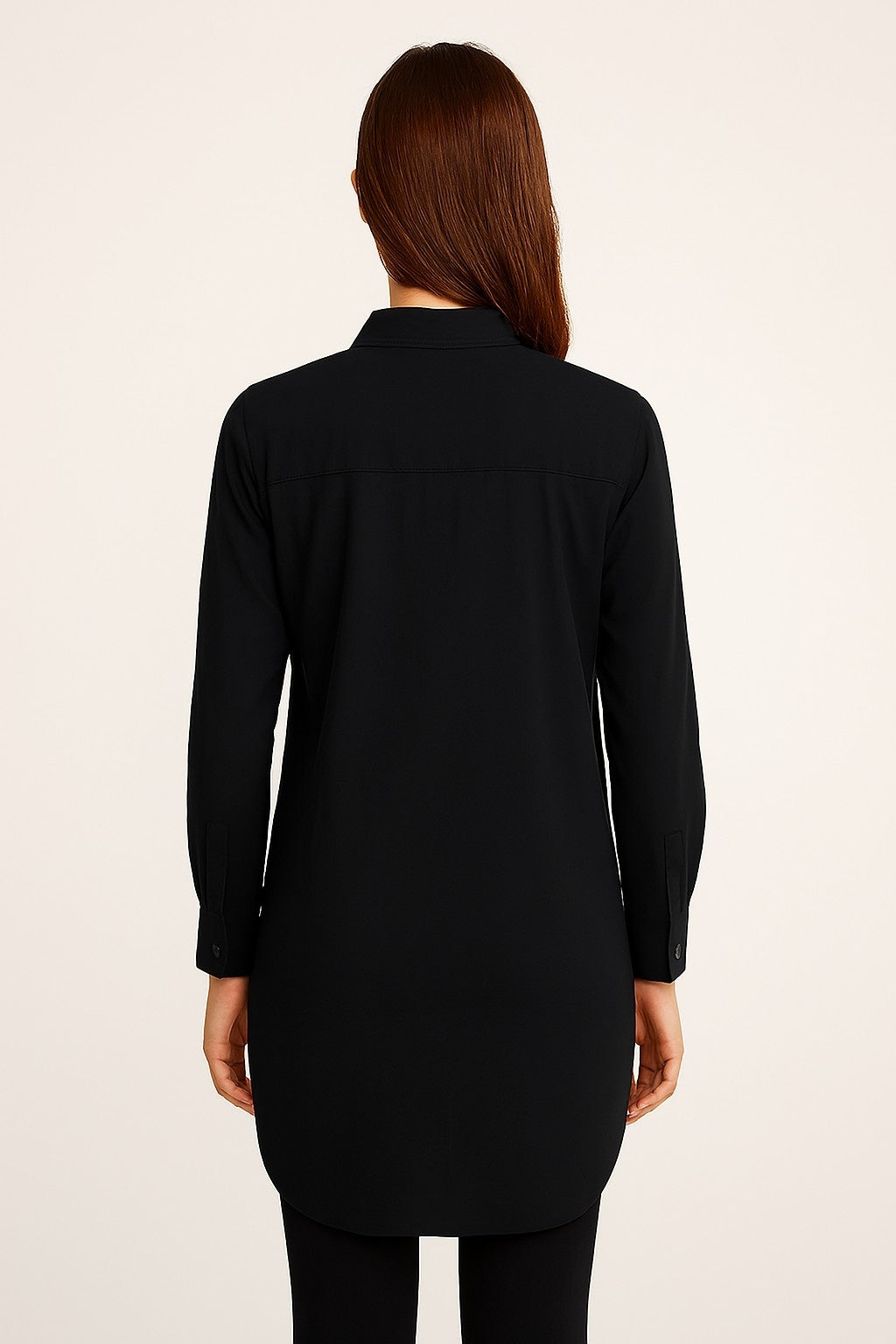 Black Cotton Longline Shirt Tunic