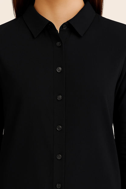 Black Cotton Longline Shirt Tunic
