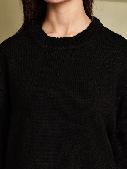 Acrylic Full Sleeve with Oversized Black Knit Sweater