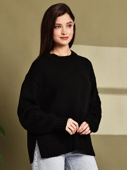 Acrylic Full Sleeve with Oversized Black Knit Sweater