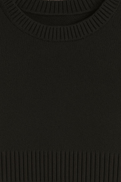 Acrylic Full Sleeve with Round Neck Black Loose Fit Sweater