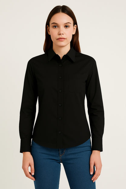 Cotton Classic Black Cotton Button-Up Shirt