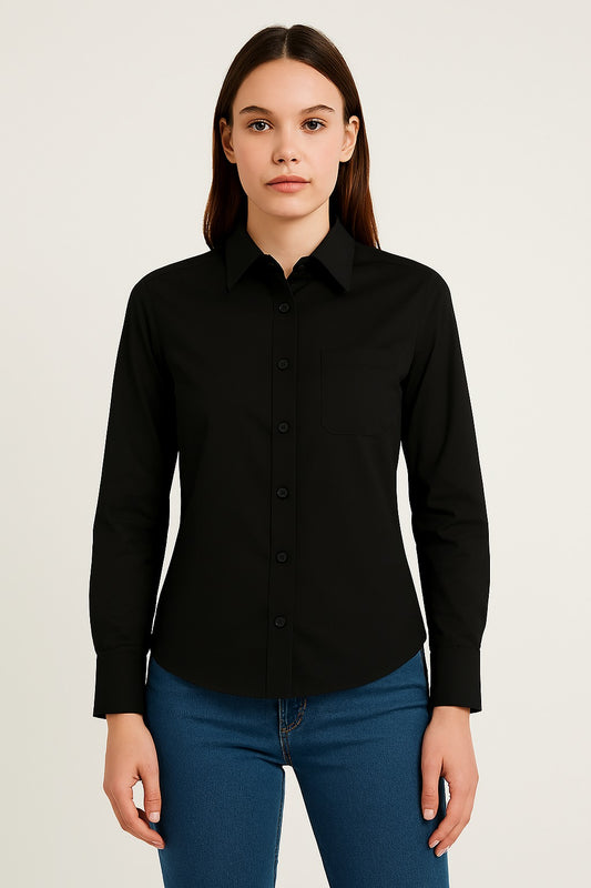 Cotton Classic Black Cotton Button-Up Shirt