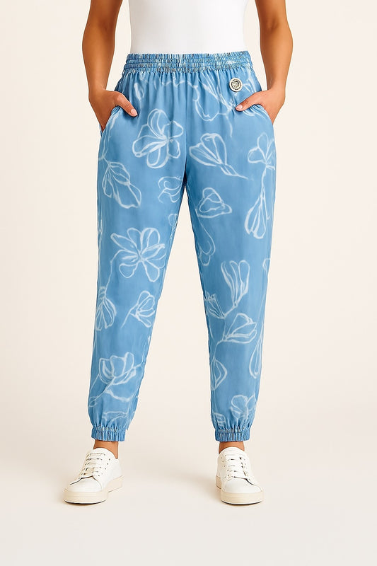 Sky Blue Cotton Jogger Pants with 4 Pockets