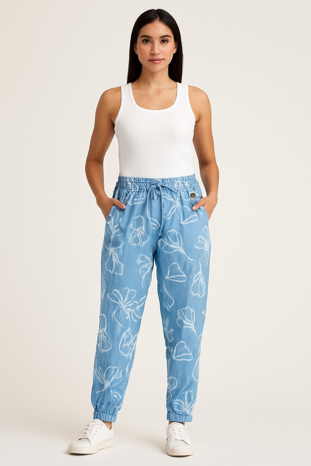 Sky Blue Cotton Jogger Pants with 4 Pockets