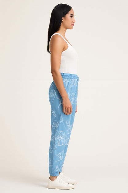 Sky Blue Cotton Jogger Pants with 4 Pockets