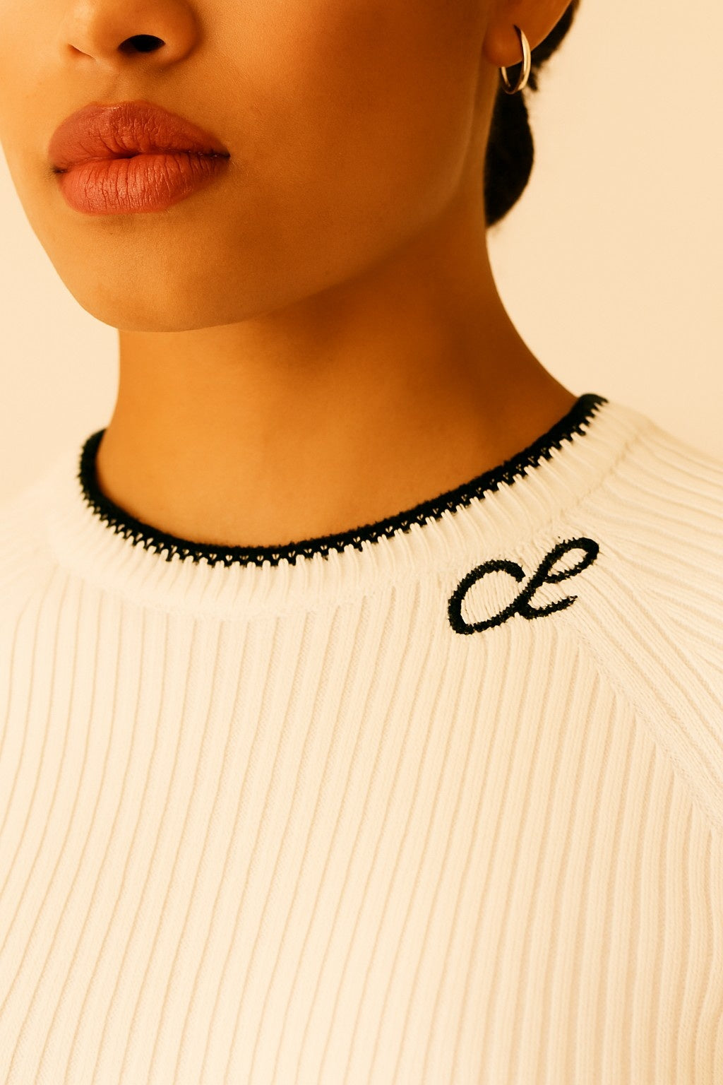 Viscose Off-White Ribbed Stretchable Full Sleeve Sweater