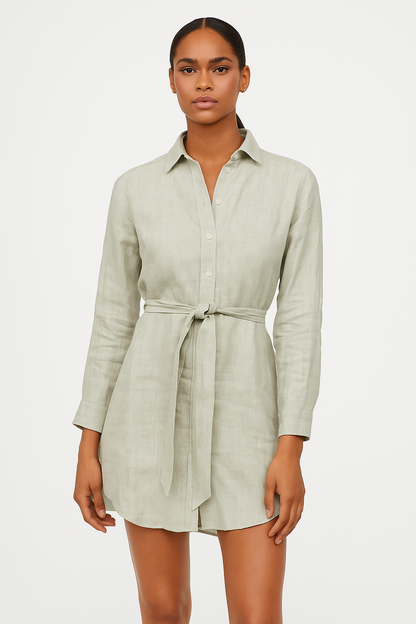 Light Grey Cotton Shirt Dress