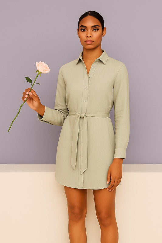 Light Grey Cotton Shirt Dress