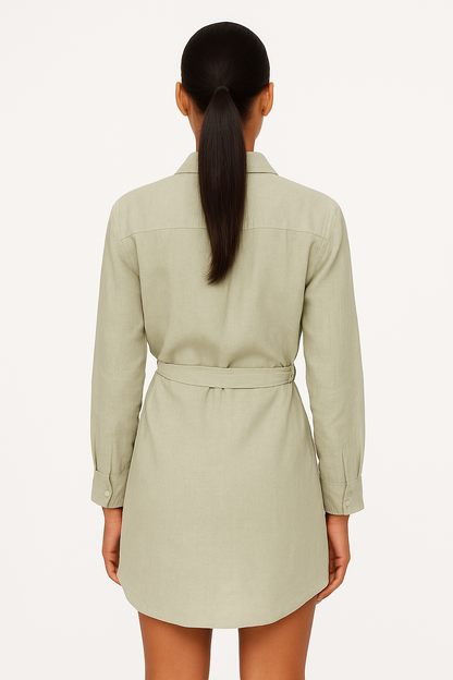 Light Grey Cotton Shirt Dress