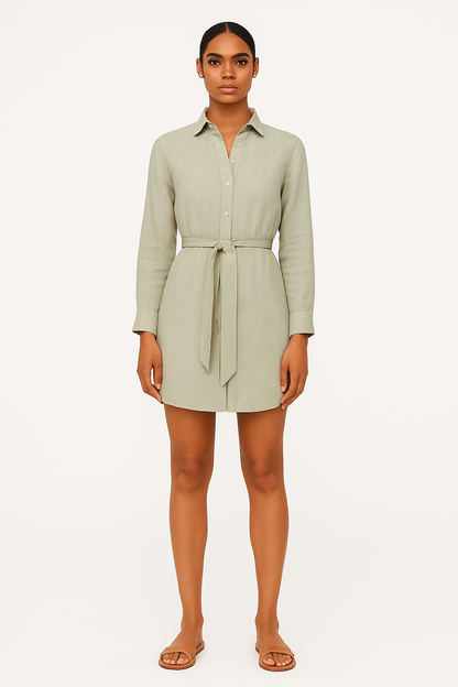 Light Grey Cotton Shirt Dress