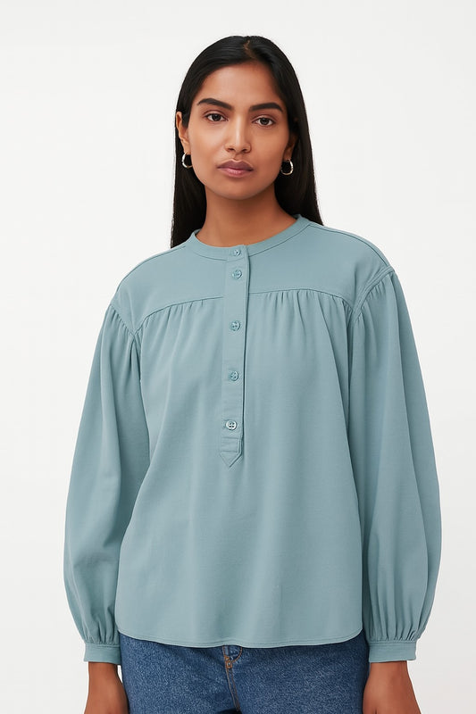 Sea Green Cotton Loose Fit Top
