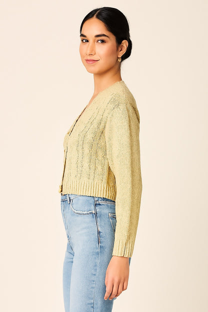 Brown Knitted Button-Down Acrylic Cardigan