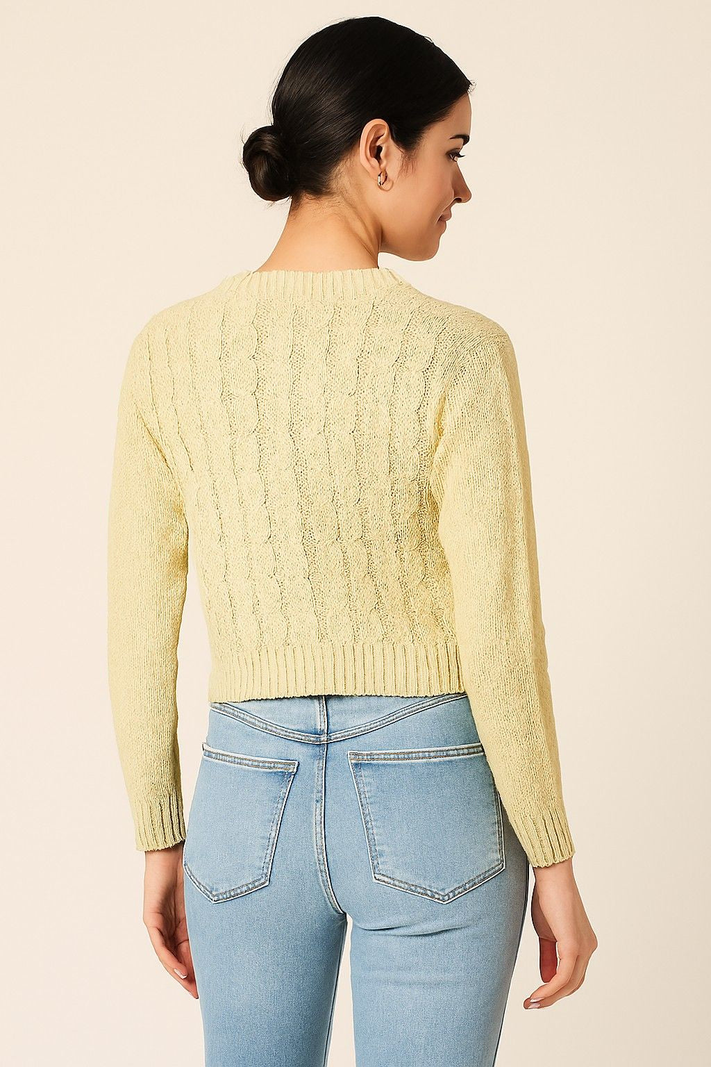 Brown Knitted Button-Down Acrylic Cardigan