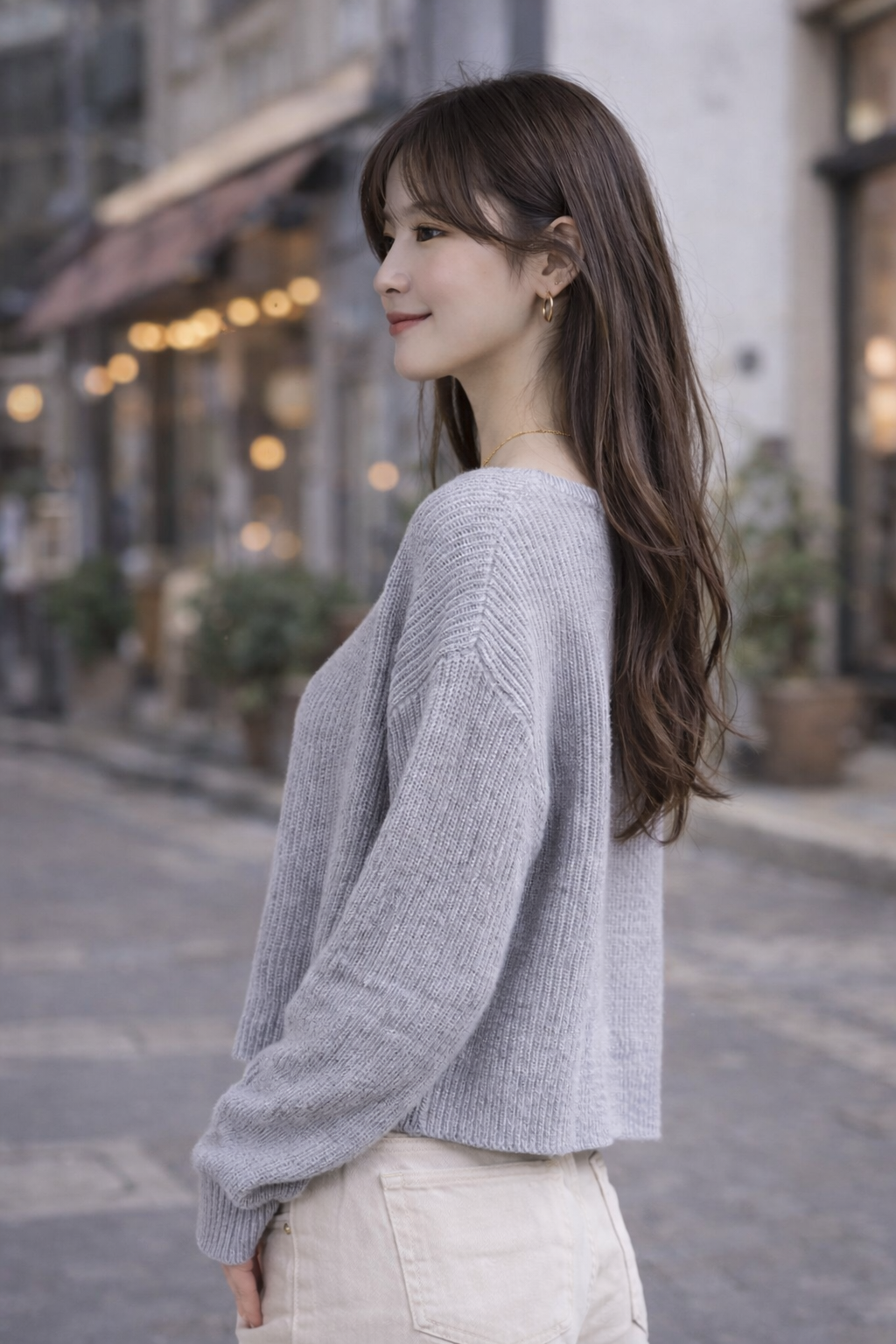 Full Sleeve Grey Knitted Acrylic Sweater