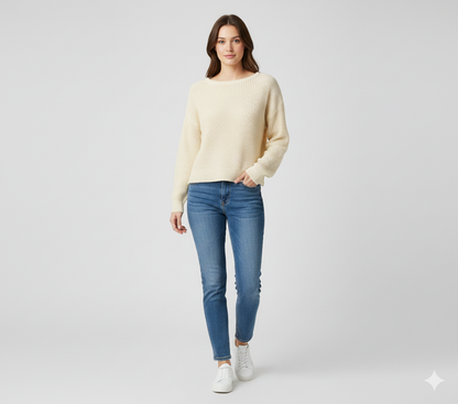 Full Sleeve Light yellow Knitted Acrylic Sweater
