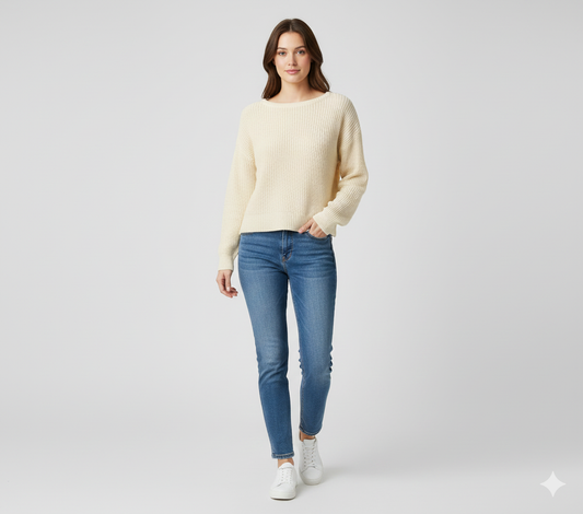 Full Sleeve Light yellow Knitted Acrylic Sweater