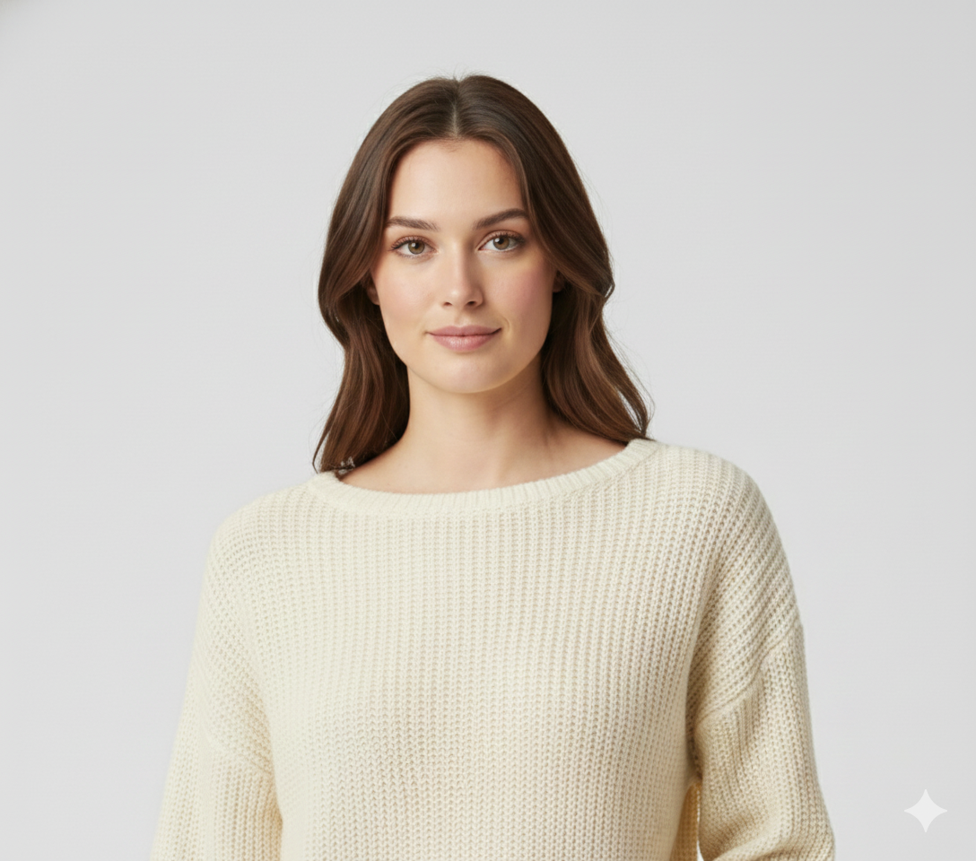 Full Sleeve Light yellow Knitted Acrylic Sweater