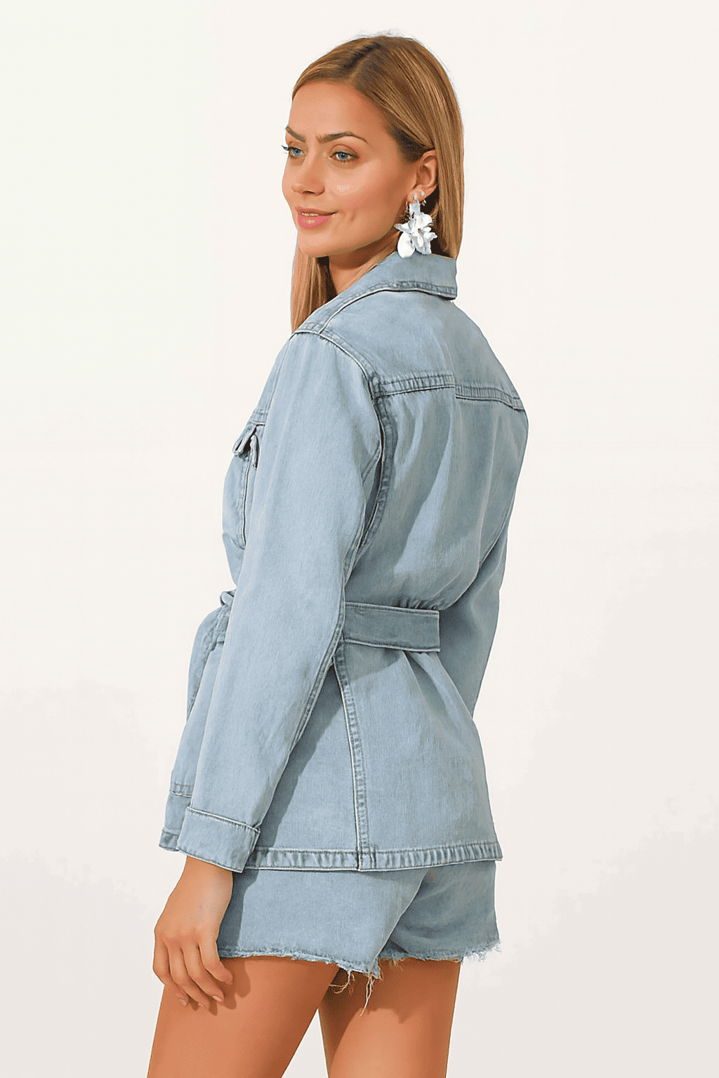 Cotton Belted Denim Jacket / Shacket