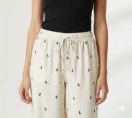 Striped Wide-Leg Rayon Palazzo Pants with Pockets Cream