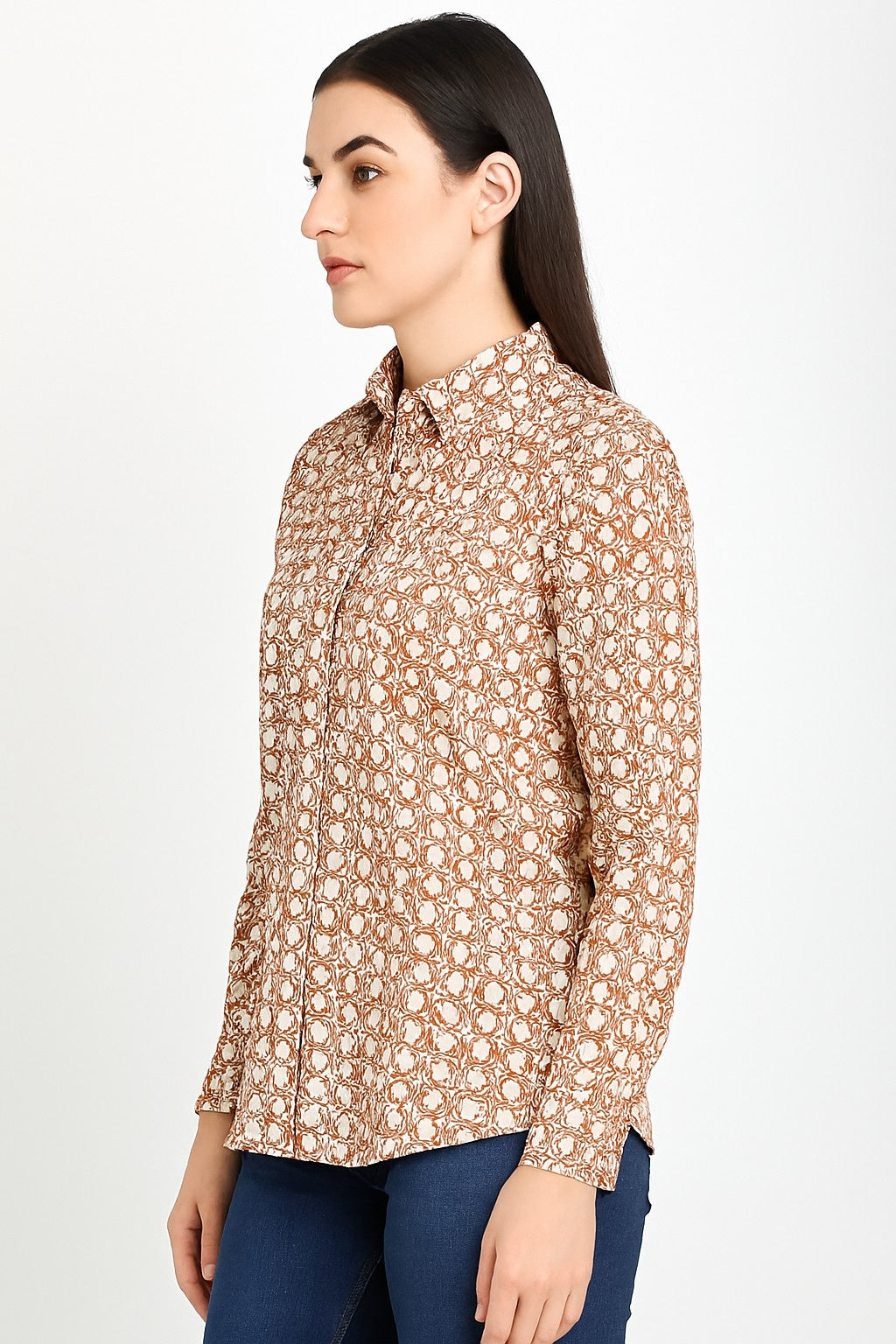 Polyester Rust Printed Loose Fit Shirt