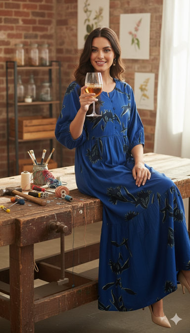Floral Print Rayon Maxi Dress