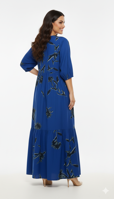 Floral Print Rayon Maxi Dress