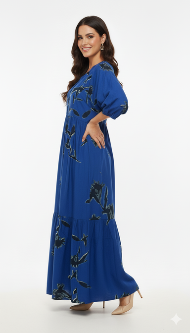 Floral Print Rayon Maxi Dress