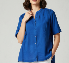 100% Cotton Shirt Style Top Blue