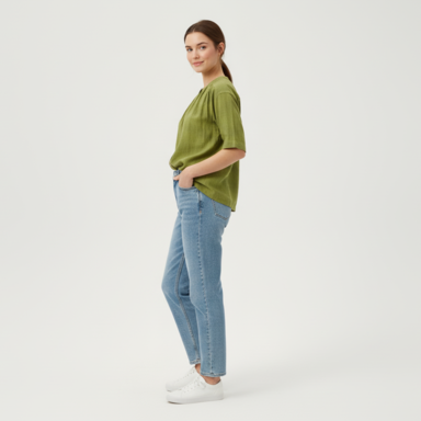 100% Cotton Shirt Style Top Green