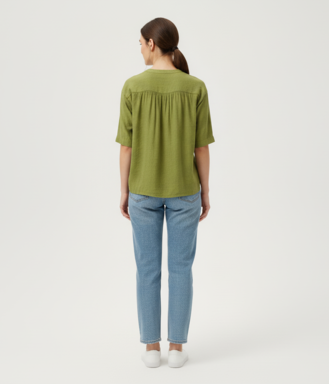 100% Cotton Shirt Style Top Green
