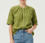 100% Cotton Shirt Style Top Green
