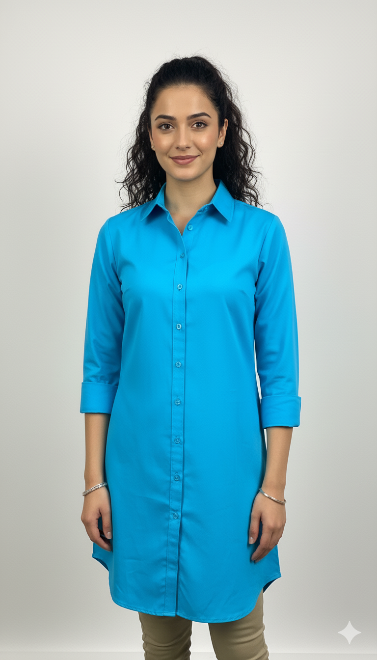 Cotton Sky Blue Cotton Shirt Tunic