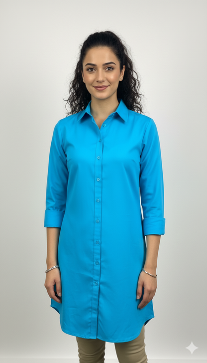 Cotton Sky Blue Cotton Shirt Tunic