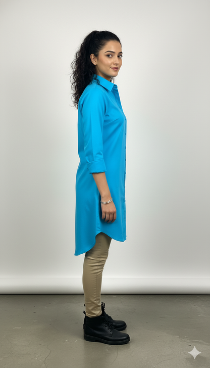Cotton Sky Blue Cotton Shirt Tunic