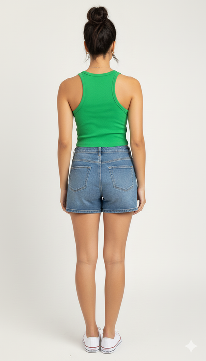 Polyester Stretchable Sleeveless Crop Top