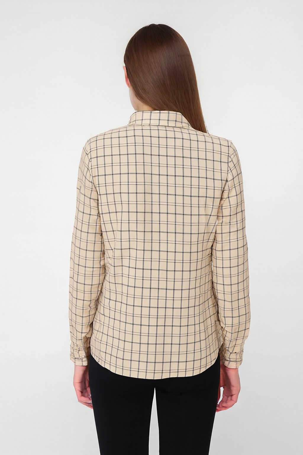 Light Brown Checked Viscose Cotton Shirt