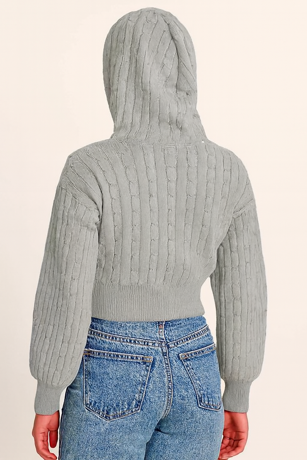 Grey Hooded Zip-Up Sweatshirt