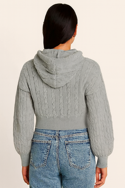 Grey Hooded Zip-Up Sweatshirt