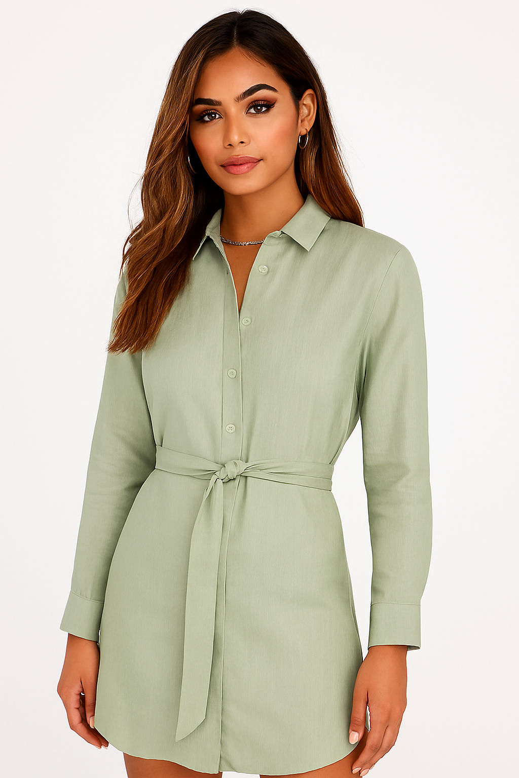 NoBarr Women's Light Grey Cotton Shirt Dress