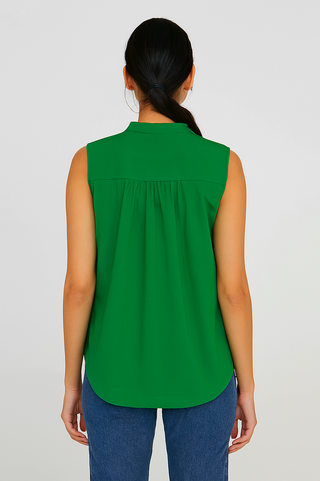 Green Cotton Loose Fit Sleeveless Top