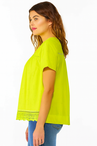 Solid Cotton Loose Fit Top | Round Neck | Short Sleeve Casual Summer Wear