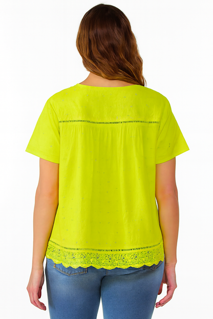 Solid Cotton Loose Fit Top | Round Neck | Short Sleeve Casual Summer Wear