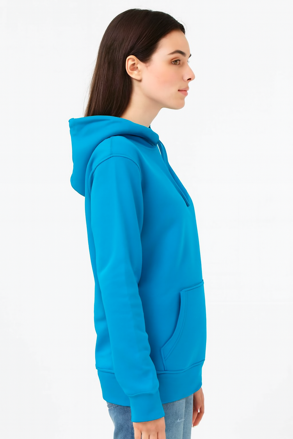 Solid Pullover Hoodie | Cotton Blend Hooded Sweatshirt Sky Blue with Kangaroo Pocket