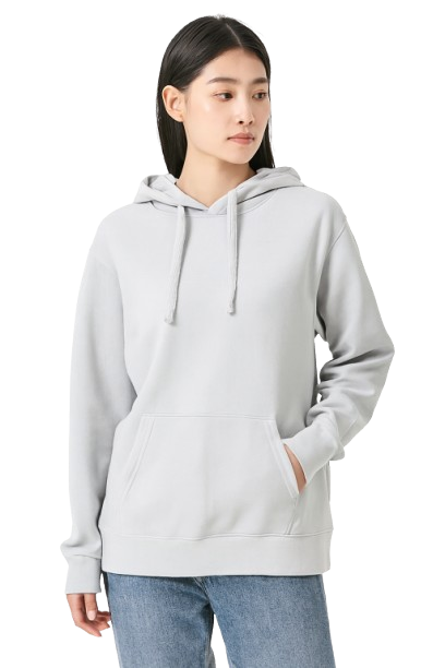 Solid Pullover Hoodie | Cotton Blend Hooded Sweatshirt Light Blue with Kangaroo Pocket