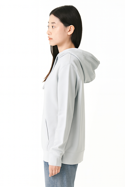 Solid Pullover Hoodie | Cotton Blend Hooded Sweatshirt Light Blue with Kangaroo Pocket
